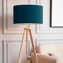 New Handmade Teal Blue Velvet Drum Lamp Shade Pendant Light All Shapes & Sizes Available Suitable For Tables Ceilings - thumbnail 2
