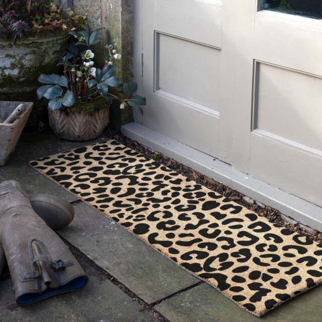 Leopard Print Double Door Mat - Doormat Animal Wild Pattern Decorative Patio 120x40cm - image 1