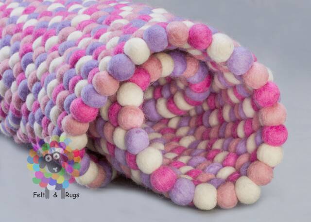 Handmade Wool Felt Ball Rug Marshmallow Nursery Carpet - image 1