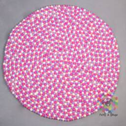 Handmade Wool Felt Ball Rug Marshmallow Nursery Carpet - thumbnail 3