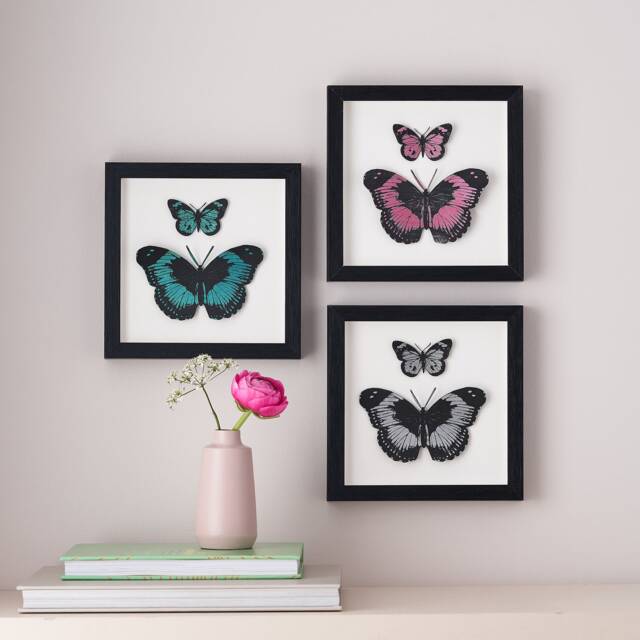 Paper Cut Butterfly Wall Art, Hand Painted 3D Framed Home Decor Art Print, Gift For Her - image 1