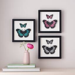 Paper Cut Butterfly Wall Art, Hand Painted 3D Framed Home Decor Art Print, Gift For Her - thumbnail 1