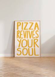 Kitchen Wall Art Print, Pizza Poster, Prints, Revives Your Soul, Funny Decor, Italian Food Art, Dining Room Print - thumbnail 1