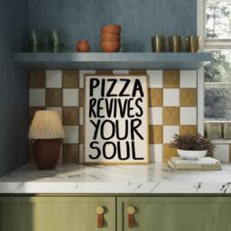 Kitchen Wall Art Print, Pizza Poster, Prints, Revives Your Soul, Funny Decor, Italian Food Art, Dining Room Print - thumbnail 2