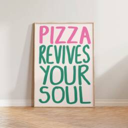 Kitchen Wall Art Print, Pizza Poster, Prints, Revives Your Soul, Funny Decor, Italian Food Art, Dining Room Print - thumbnail 3