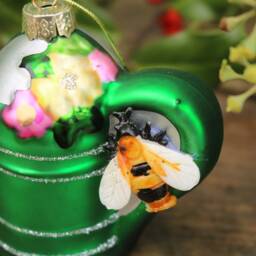 Small Green Garden Allotment Watering Can Christmas Tree Bauble Decoration - thumbnail 3
