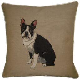 Boston Terrier Woven Tapestry Cushion Cover Sham - thumbnail 1