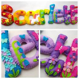 Felt Name Banner in A Summer Theme. Childrens Bedroom Decor. Nursery Personalised Baby Gift. Christening Gift - thumbnail 2