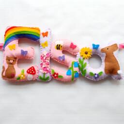 Felt Name Banner in A Summer Theme. Childrens Bedroom Decor. Nursery Personalised Baby Gift. Christening Gift - thumbnail 3