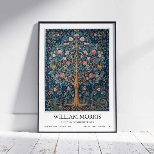 Blue Tree Of Life William Morris Wall Art Vintage Poster, Floral Art Print - image 1