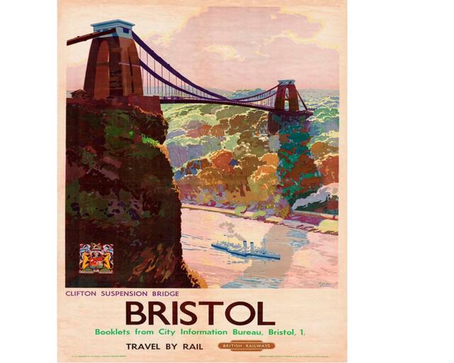 Bristol Travel Clifton Suspension Bridge Britsh Railways Vintage Advertising Enamel Metal Tin Sign Wall Plaque