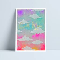 Personalised Hand Painted Custom Name Print By Niki Pilkington/Clouds Painting Baby Gift Customised Welsh - thumbnail 3