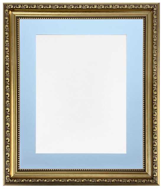 Shabby Chic Gold Photo Frame With Blue Mount - image 1
