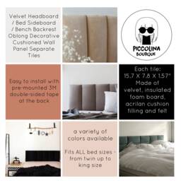 Headboard Queen, Velvet Cushion, Modern Bedroom Decor, Fabric Wall Panels, Headboard, Upholstered - thumbnail 4