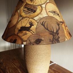 Hunting Stag Decoupage Lampshade Pheasant Nature Birds Rustic Logs Wood Brown Fatta Da Mamma - thumbnail 4