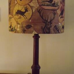 Hunting Stag Decoupage Lampshade Pheasant Nature Birds Rustic Logs Wood Brown Fatta Da Mamma - thumbnail 2