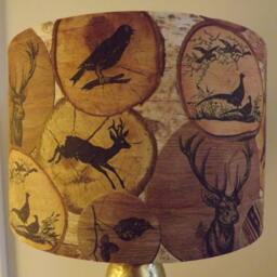 Hunting Stag Decoupage Lampshade Pheasant Nature Birds Rustic Logs Wood Brown Fatta Da Mamma - thumbnail 3
