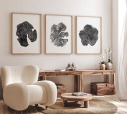 Large Tree Ring Prints - Set Of 3 Black & White Woodland Art - thumbnail 1