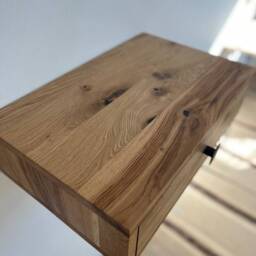Rustic Floating Nightstand With Drawer White Oak Farmhouse Bedside Table For Bedroom Mid Century Funky Side Wooden - thumbnail 3
