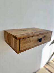 Rustic Floating Nightstand With Drawer White Oak Farmhouse Bedside Table For Bedroom Mid Century Funky Side Wooden
