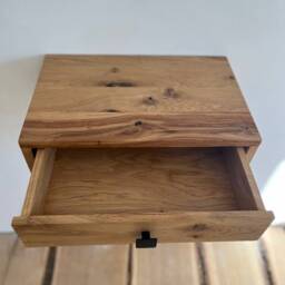 Rustic Floating Nightstand With Drawer White Oak Farmhouse Bedside Table For Bedroom Mid Century Funky Side Wooden - thumbnail 2