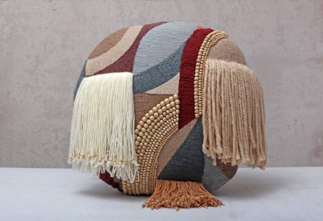 Earthy Tones Cotton Embroidered Bohemian, Bali Style Pillow Cover, Decorative Handmade Throw Cover, Cover Wlcc038 - image 1