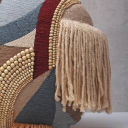 Earthy Tones Cotton Embroidered Bohemian, Bali Style Pillow Cover, Decorative Handmade Throw Cover, Cover Wlcc038 - thumbnail 3