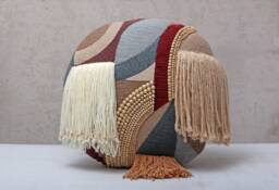 Earthy Tones Cotton Embroidered Bohemian, Bali Style Pillow Cover, Decorative Handmade Throw Cover, Cover Wlcc038 - thumbnail 1