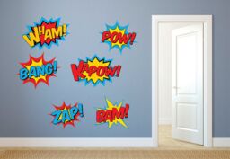 Superhero Wall Decals - Decal Set Fabric Decals, Pow Decal, Bam Heroes, Kids Super Hero - thumbnail 1