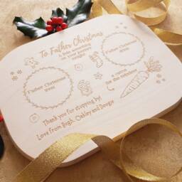 Personalised Santa Treat Board, Father Christmas Rectangle Wooden Plate, Engraved Eve Gift, Kids Festive Keepsake, Beech Wood - thumbnail 4