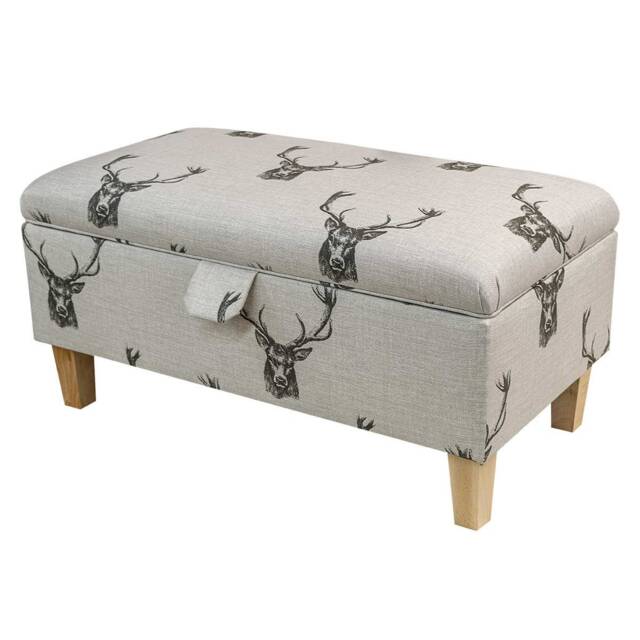 Handmade Stag Deer 70cm Storage Ottoman - Fryetts Fabric Bespoke British Made - image 1
