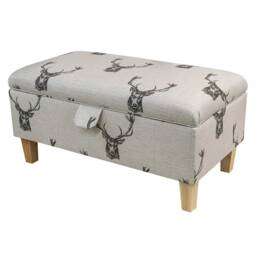 Handmade Stag Deer 70cm Storage Ottoman - Fryetts Fabric Bespoke British Made - thumbnail 1