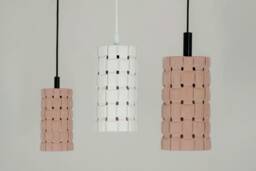 Textured Ceramic Pendant Light, Woven Stem Plug-In Hanging Lamp - Naaya Weave Stem - thumbnail 1