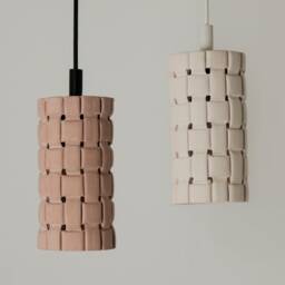 Textured Ceramic Pendant Light, Woven Stem Plug-In Hanging Lamp - Naaya Weave Stem - thumbnail 3
