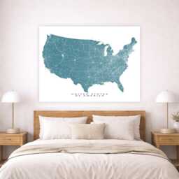 Usa Road Map Print, United States Of America Wall Art Poster - thumbnail 3