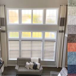"Extra Long Curtains With Stripes Custom Made - 2 Panels Color Block 8-25 Ft Ikiriska 50""-100" - thumbnail 2