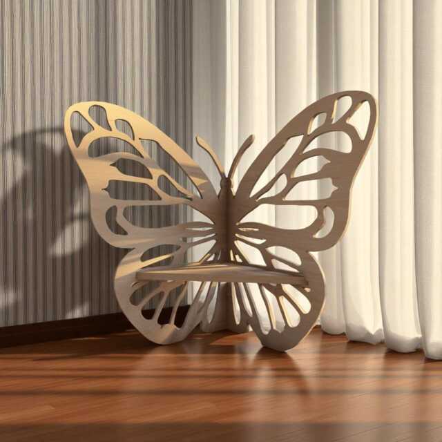 Butterfly Wing Chair - Wooden Plywood Seat For Kids, Adults & Photoshoots - Decorative Cut-Out Design