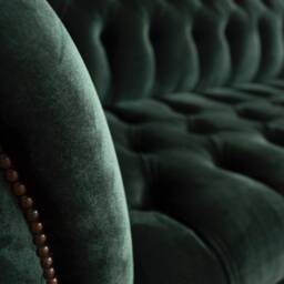 3 Seater Dark Emerald Green Velvet Fabric Chesterfield Sofa, British Handmade - thumbnail 3