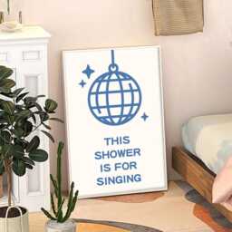 This Shower Is For Singing Disco Art Canvas Poster, Trendy Wall Art, Apartment Aesthetic Decor, Retro Home Printed Gift - thumbnail 3