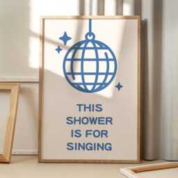 This Shower Is For Singing Disco Art Canvas Poster, Trendy Wall Art, Apartment Aesthetic Decor, Retro Home Printed Gift - thumbnail 1
