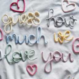 Guess How Much I Love You L Nursery Quote Wall Hanging Decor New Baby Gift Accessory Knitted Words - thumbnail 3