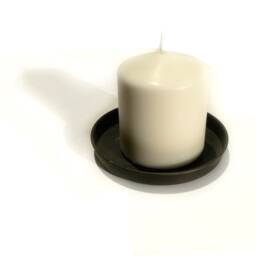 Ib Laursen Candle Tray Coaster Plate Black Round 11 cm Country House - thumbnail 2