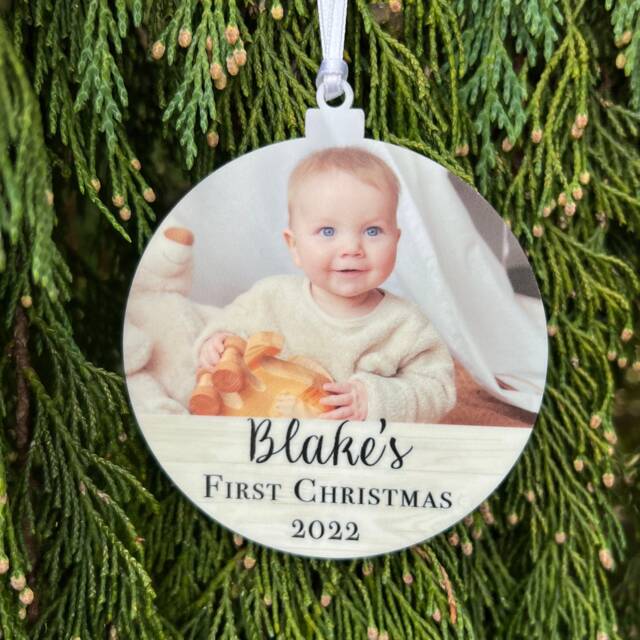 Personalised Photo First Christmas Tree Decoration Baby's 1st Phototree