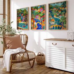 Set Of 3 Bridgetown Travel Prints, Barbados Posters, Caribbean Wall Art, Tropical Botanical Decor, Latin Posters - thumbnail 3