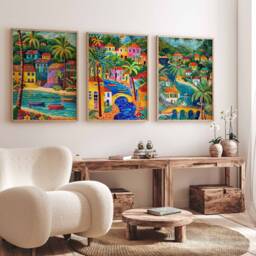 Set Of 3 Bridgetown Travel Prints, Barbados Posters, Caribbean Wall Art, Tropical Botanical Decor, Latin Posters - thumbnail 4