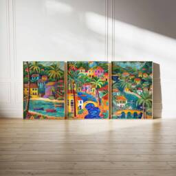 Set Of 3 Bridgetown Travel Prints, Barbados Posters, Caribbean Wall Art, Tropical Botanical Decor, Latin Posters - thumbnail 2