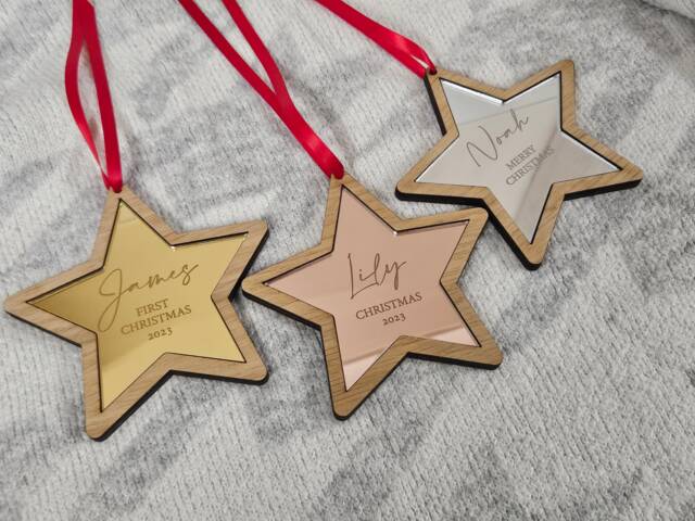 Personalised Family Christmas Ornament, Hanging Stockings, Custom, Gift Decor, First Decoration, Names, 2021 2022 - image 1