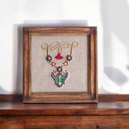 Necklace Royal Indian Jewellery Wall Art, Embroidery & Applique in Hoop Or Wooden Frame - thumbnail 1