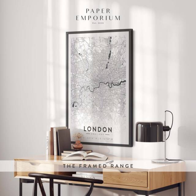 Framed Custom Map Print Of Any Town Or City Location, - Framed, Print, Map, Poster, #087 - image 1