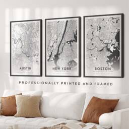Framed Custom Map Print Of Any Town Or City Location, - Framed, Print, Map, Poster, #087 - thumbnail 2